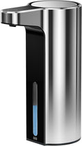 EKO Aroma 9 fl oz Automatic Liquid Soap Dispenser, Rechargeable & Water-Resistant for Kitchen and Bathroom with Adjustable Soap Dispensing Volume Control (Chrome Metallic)
