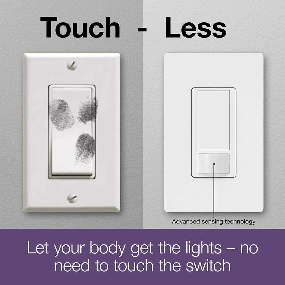 Lutron Maestro Motion Sensor Light Switch Indoor for Bathroom, Garage, Laundry Room, Closet, Occupancy Sensor Light Switch, Single-Pole, No Neutral, MS-OPS5M-IV