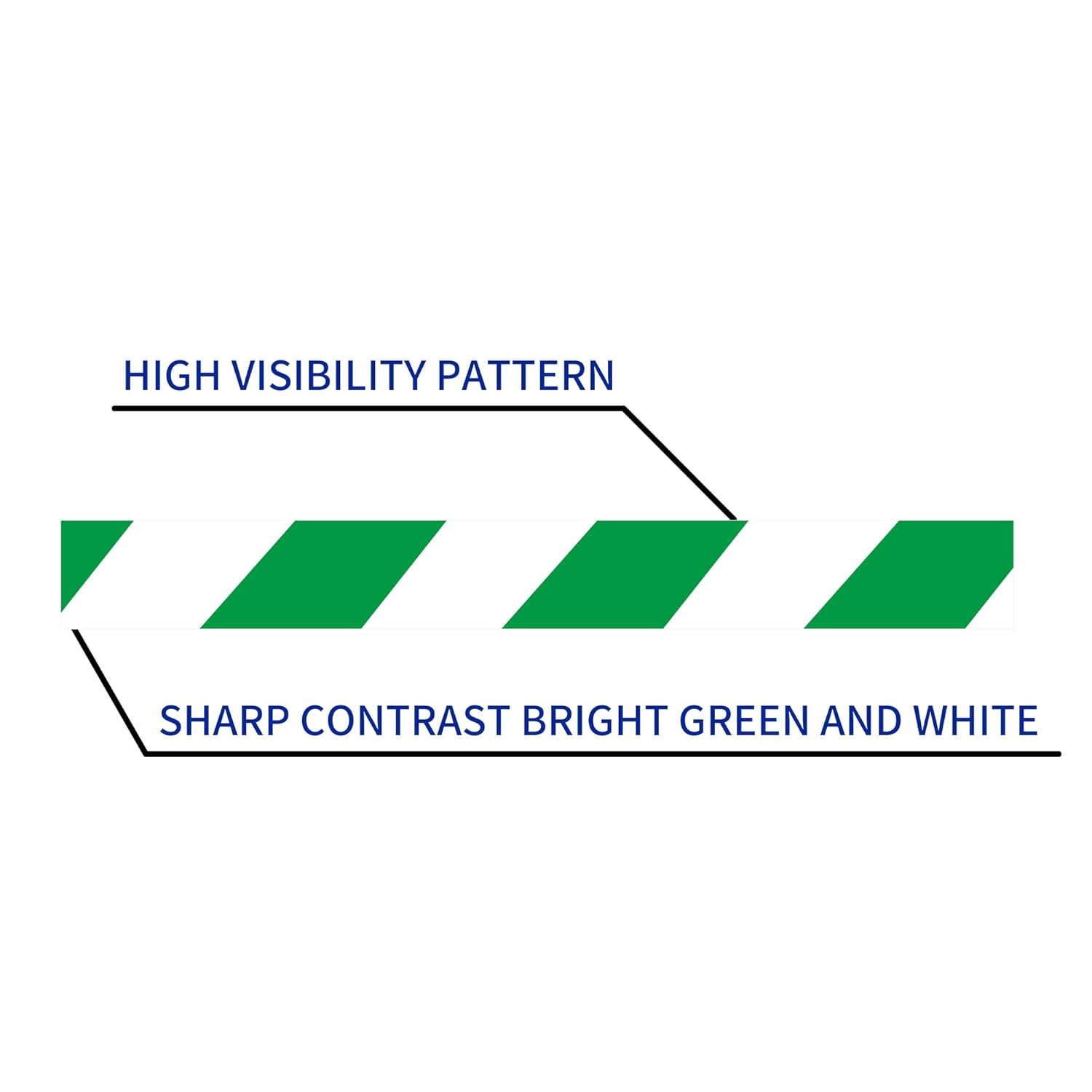 TAPEBEAR Hazard Caution Tape, 2inch x 150 Feet(50yds) Self Adhesive Warning Tape for Steps, High Visibility White&Green Tape for Halloween Outdoor Construction Warning, Danger Zone, 5Rolls