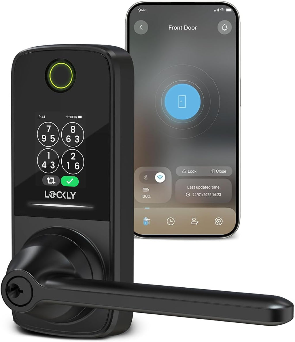 Lockly Smart Lock Secure Pro (2025 Latest Version),Fingerprint Door Lock, Keyless Entry, Built-in Wi-Fi Latch, PIN Genie Keypad (Black)