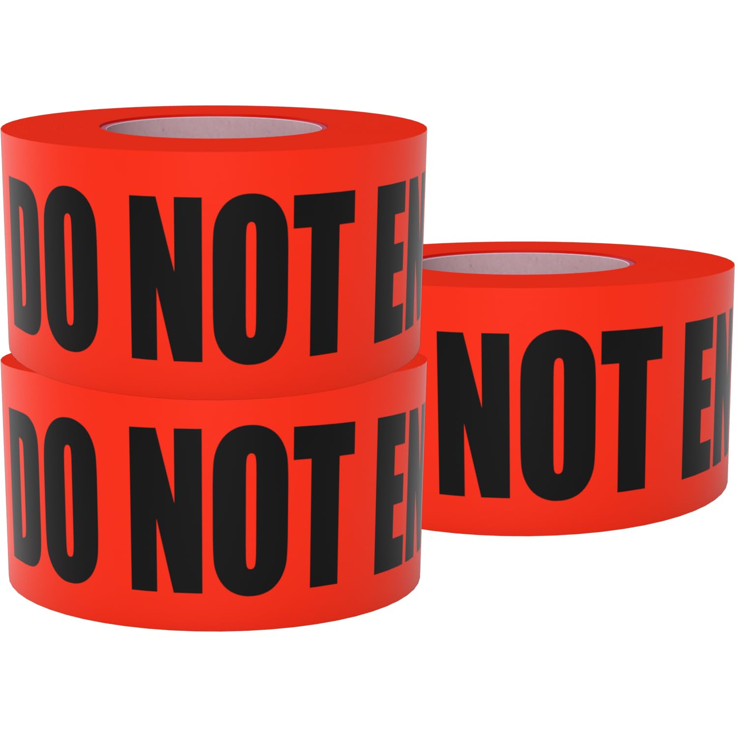 Danger Do Not Enter Tape 3 Pack 3 inch X 1000 feet • Sharp Red with a Bold Black Print for High Visibility • Tear Resistant Design