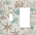 Mid Century Seashells Starfish Compass Outlet Covers 1 Toggle 1 Rocker Combination Decorative Wall Plate Electrical Switch Plates Light Switch Cover Plate For Nursery Kids Room Decor
