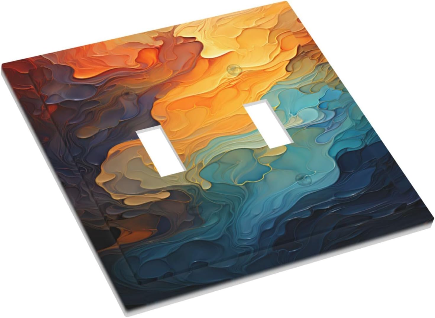 Abstract Colorful Modern Luxury Rainbow 2 Gang Double Toggle Light Switch Cover Decorative Switchplate Electrical Wall Plates Faceplate for Bathroom Bedroom Decor 4.9 X 5 IN