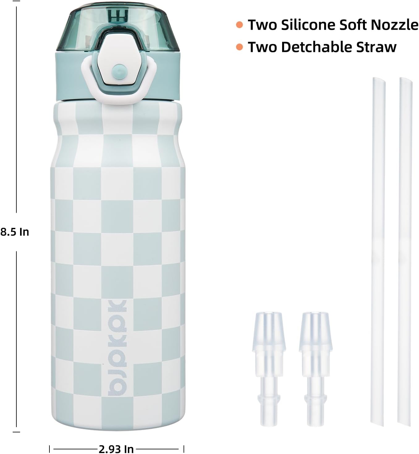 BJPKPK Stainless Steel Insulated Water Bottle with Straw Lid 18oz Reusable Metal Thermal Flask Bottles Keep Cold and Hot,Plaid