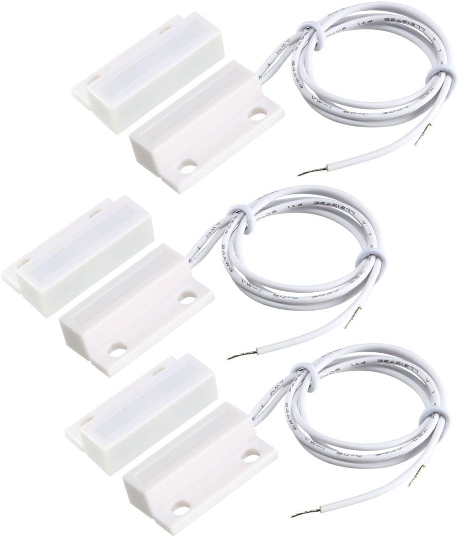 uxcell Surface Mount Wired NC Door Sensor Alarm Magnetic Reed Switch White MC-38