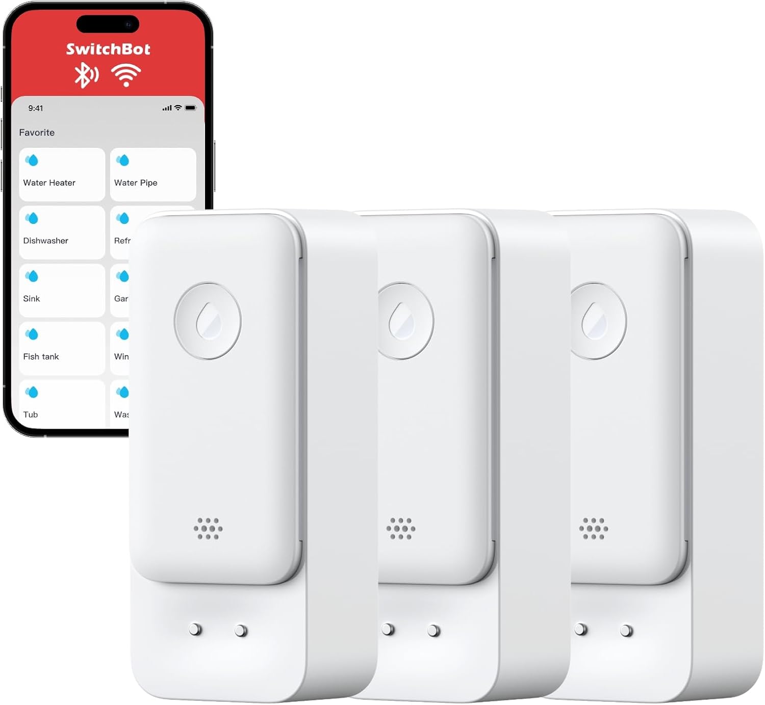 SwitchBot WiFi Water Sensor, Smart Water Leak Detector, 100dB Adjustable Alerts & App Alerts, IP67 Waterproof, Wireless Detector for Kitchen, Bathroom, Basement, No Hub Required (Support 2.4G) (3)