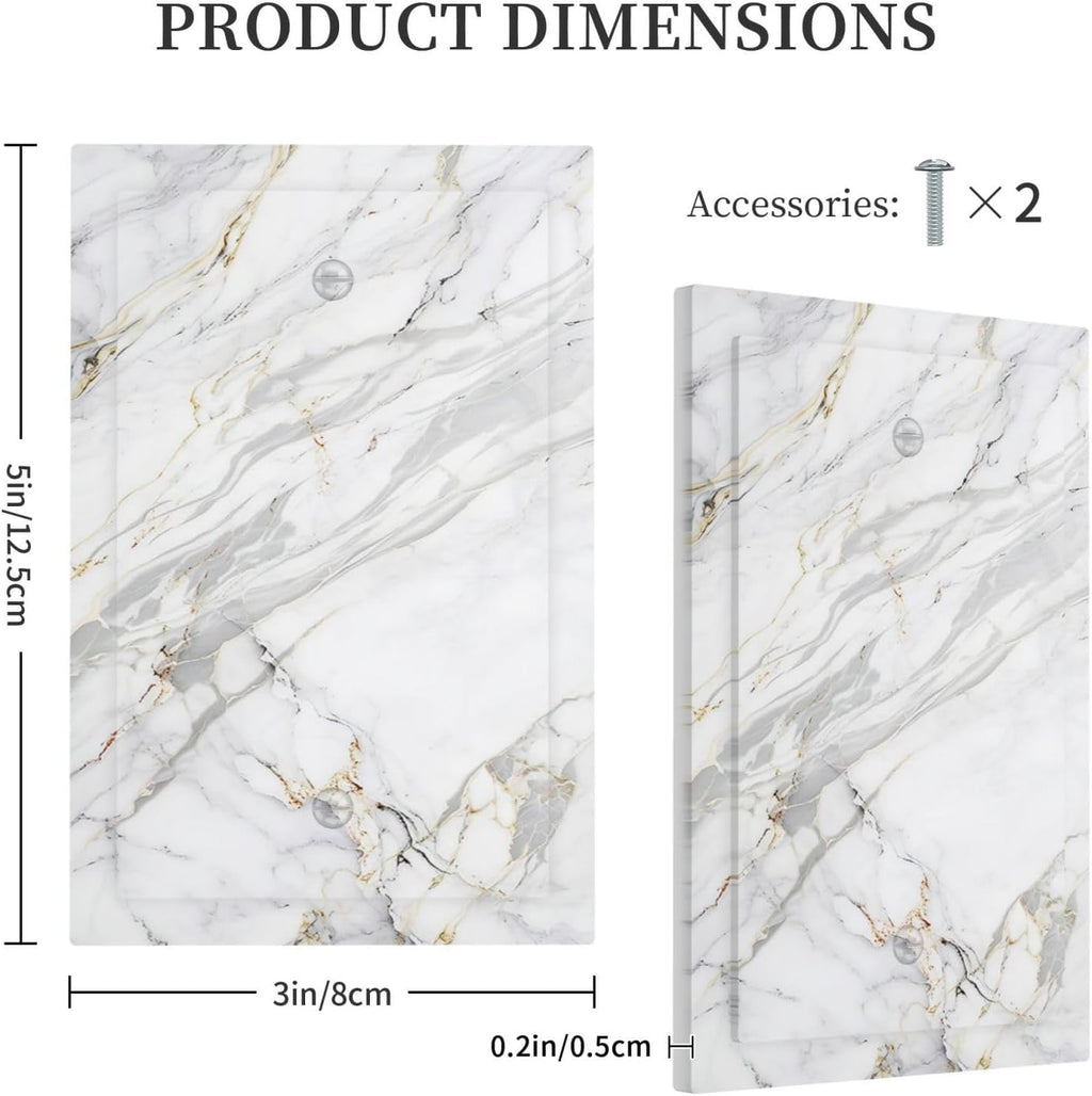 Light Switch Cover Plate Gray Gold Marble Abstract Modern Luxury 1 Gang No Device Blank Wall Plate Electrical Outlet Cover Decorative Switch Plate Covers for Bedroom Home Decor