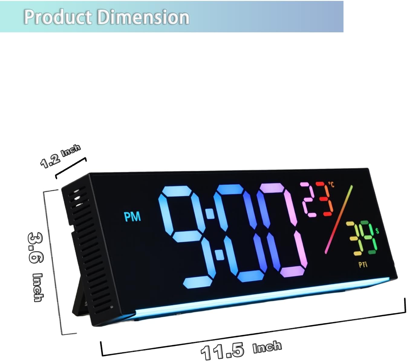 11-Inch LED Digital Wall Clock with RGB Flowing Light, Seconds,Date,Time,Temperature｜Large Clear Display, Countdown Timer,Dual Alarms,Remote Control｜Silent Modern Clock for Bedroom, Living Room,Office