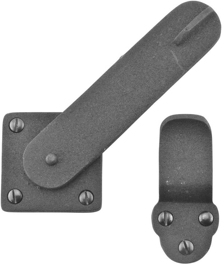 Renovators Supply Manufacturing Door Latch 5 3/4 in. Black Wrought Iron Gate Latch/Barn Door Latch Lock with Mounting Hardware