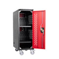 16 Unit Laptop Charging Cart Station, Mobile Charging Cabinet with Built-in Power Strip and Cable Organizers, Laptop Storage Box with Secure Locking & Wheels for Classrooms, Offices, Black