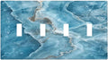 Decorative Light Switch Cover Plate Abstract Watercolor Blue Marble Texture 4 Gang Wall Plates for Electrical Outlets Quad Toggle Switch Plate Covers Outlet Covers Faceplate for Home Decor