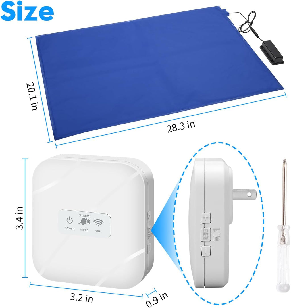 Briidea Wi-Fi Bed Alarm & Fall Prevention System for Elderly, Wireless 20''×28'' Bed Pad with Instant App Alerts, 300ft Coverage, Ideal for Home Care