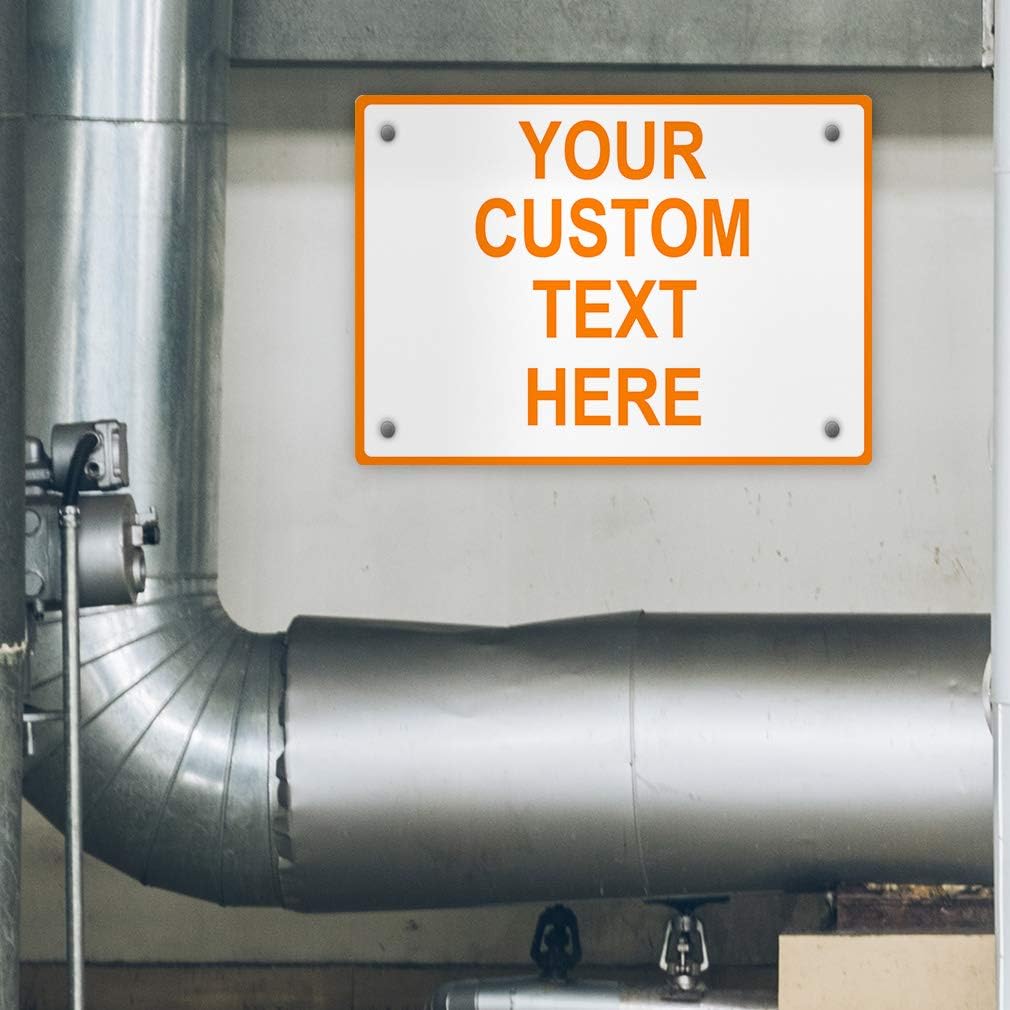 Aluminum Weatherproof Metal Sign Multiple Sizes Custom Personalized Text Here White Orange Warning Horizontal Street Signs 14x10Inches