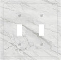 Decorative Switch Plates Marble Granite White And Grey 2 Gang Double Toggle Wall Plate Outlet Light Switch Cover Electrical Faceplate for Home Bedroom Decor