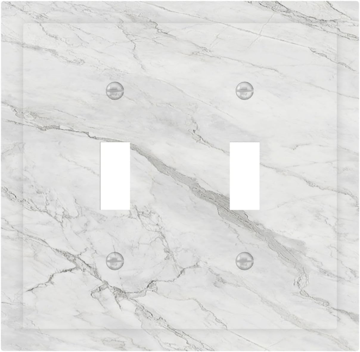 Decorative Switch Plates Marble Granite White And Grey 2 Gang Double Toggle Wall Plate Outlet Light Switch Cover Electrical Faceplate for Home Bedroom Decor