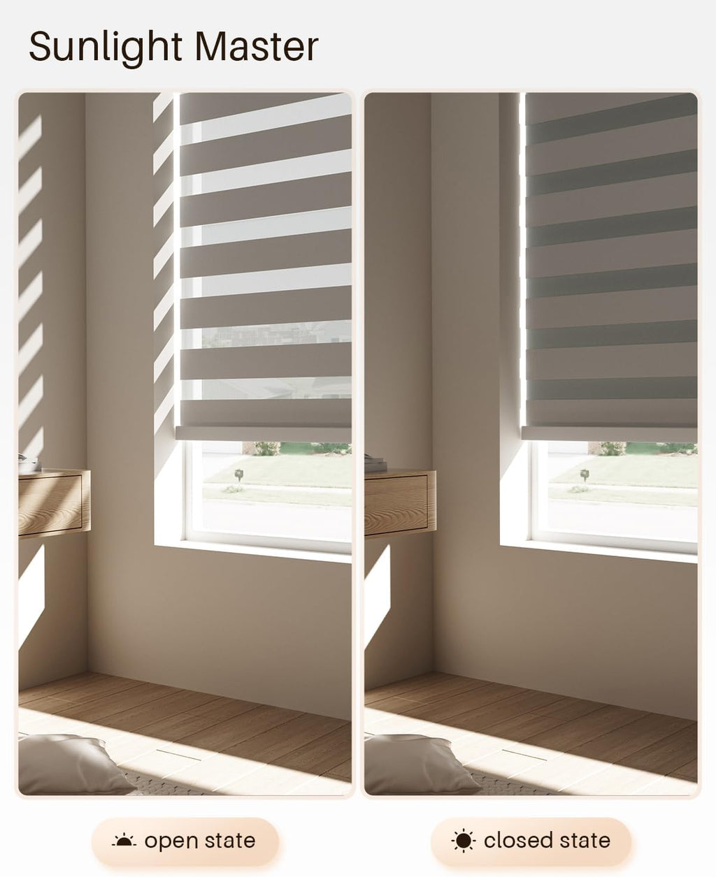 Smart Zebra Blinds for Windows, Alexa Motorized Blinds with Remote Control, Automatic Electric Power Zebra Shades for Indoor Windows (29" W x 72" H,Gray)