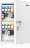 Uniclife 32 Position White Key Lock Box, Wall Mount Key Box, Car Key Organizer with Writable Key Racks and Tags, Security Key Cabinet, Car Key Holder Storage Box for Office Hotel & Company
