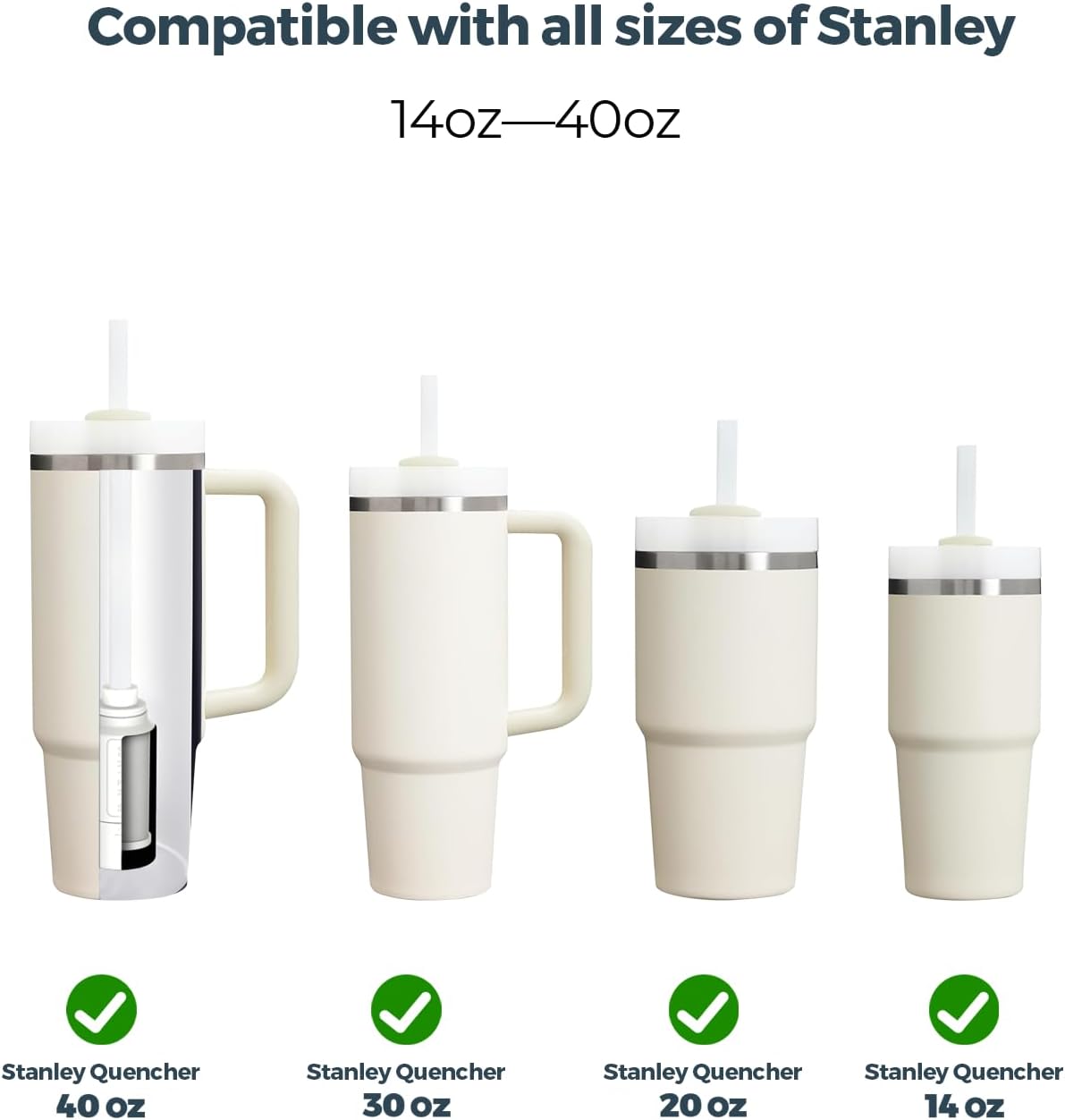 PureSip Adapt Stanley Bottle Straw, Reusable Straws with Filter, Stanley Straw Replacement 40 oz, 30 oz, Plastic Straws for WATERH Vita Bottle, Simple Modern, Hydro Flask (3 Filter + 5 Straws)