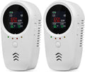 2PCS 5-in-1 Rechargeable Carbon Monoxide & Natural Gas Detectors with Temperature/Humidity LCD Display & 2000mAh Lithium-ion Battery, Portable Plug in Co Detector for Home Travel RV Essentials
