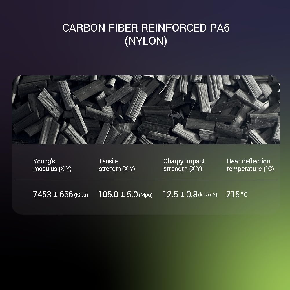 Polymaker Fiberon PA6-CF Carbon Fiber Nylon Filament 1.75mm Black 3kg, Fiberon PA6-CF Nylon Warp Free 1.75mm 3D Printing Filament