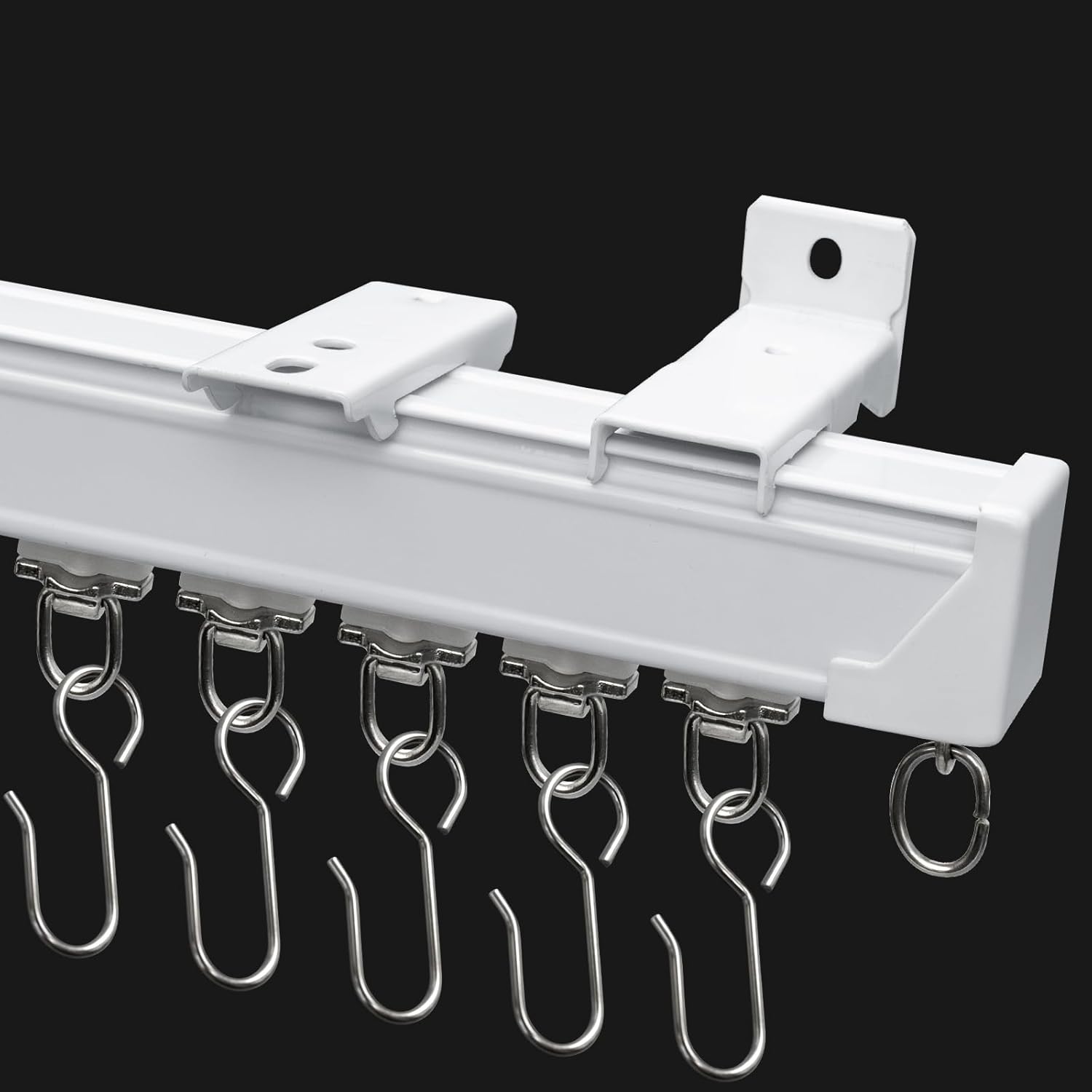 Curtain Track for Ceiling or Wall, Heavy Duty Aluminum Alloy with Smooth Sliding, Easy to Install, White, 3ft To 15ft