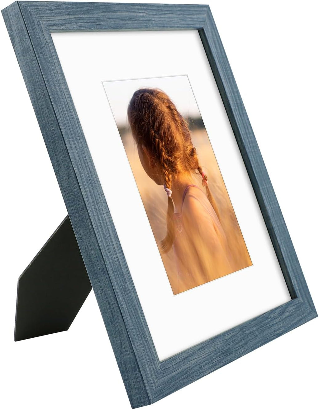 Golden State Art, 8x10 Picture Frame with Mat for 5x7 Photo - High Definition Glass Wall Mounting or Tabletop Display (Blue, 1 Pack)