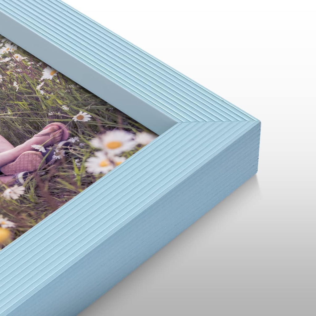 Renditions Gallery Set of 4, 11X14 Custom Photo Prints with Real Wood Picture Frames. Create Personalized Photos with Peel & Stick Photo Frames. Blue Frame