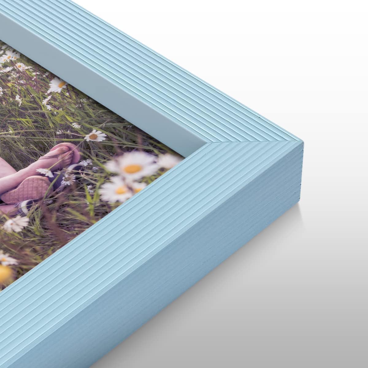 Renditions Gallery Set of 4, 11X14 Custom Photo Prints with Real Wood Picture Frames. Create Personalized Photos with Peel & Stick Photo Frames. Blue Frame