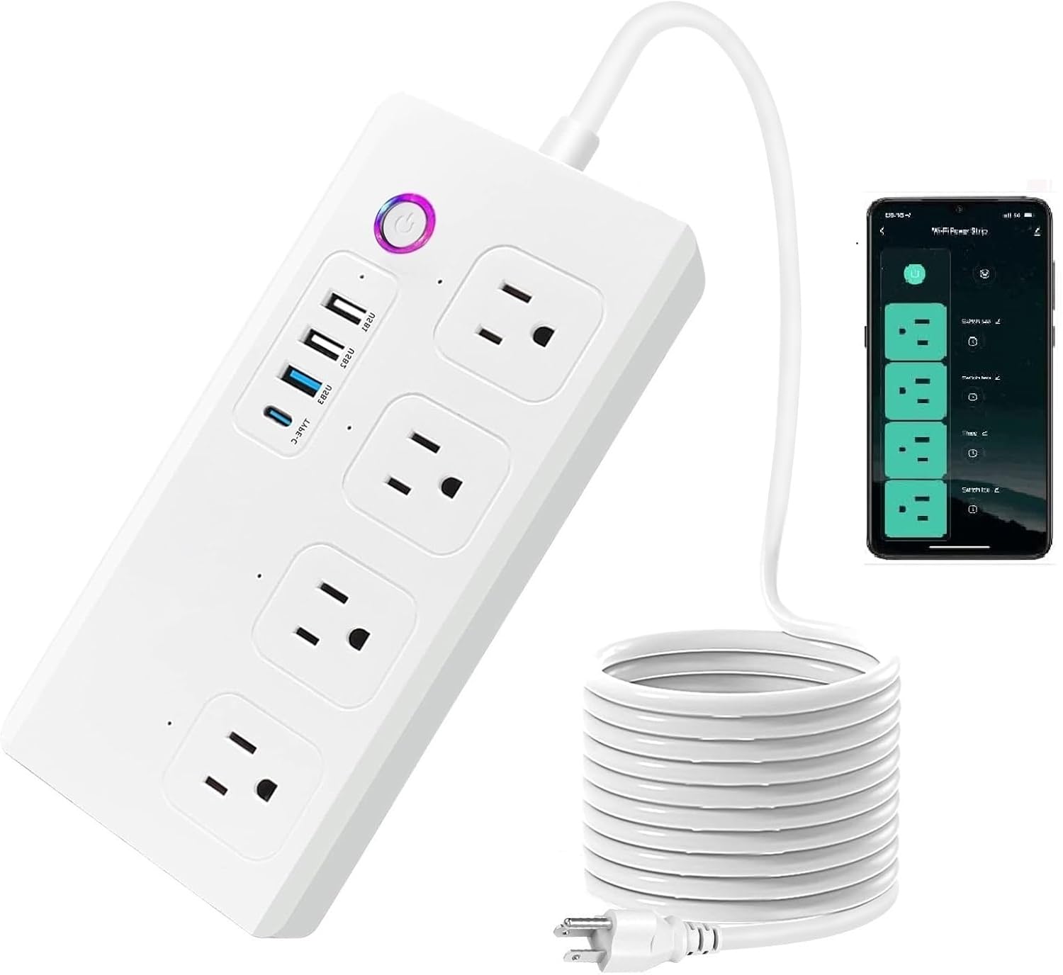 ZigBee Power Strips Surge Protector, USB C Power Strip 20W, Smart Life APP/Timer, 4 Individually Controlled Outlets, Compatible with Alexa Google Home Phillilps HUE, Need ZigBee Gateway Hub