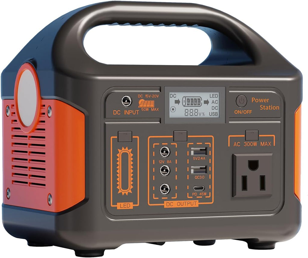 Portable Power Station 256Wh LiFePO4 Battery, 300W (Peak 600W) Backup Lithium Battery, Solar Generator for Outdoors Camping Travel Hunting Blackout