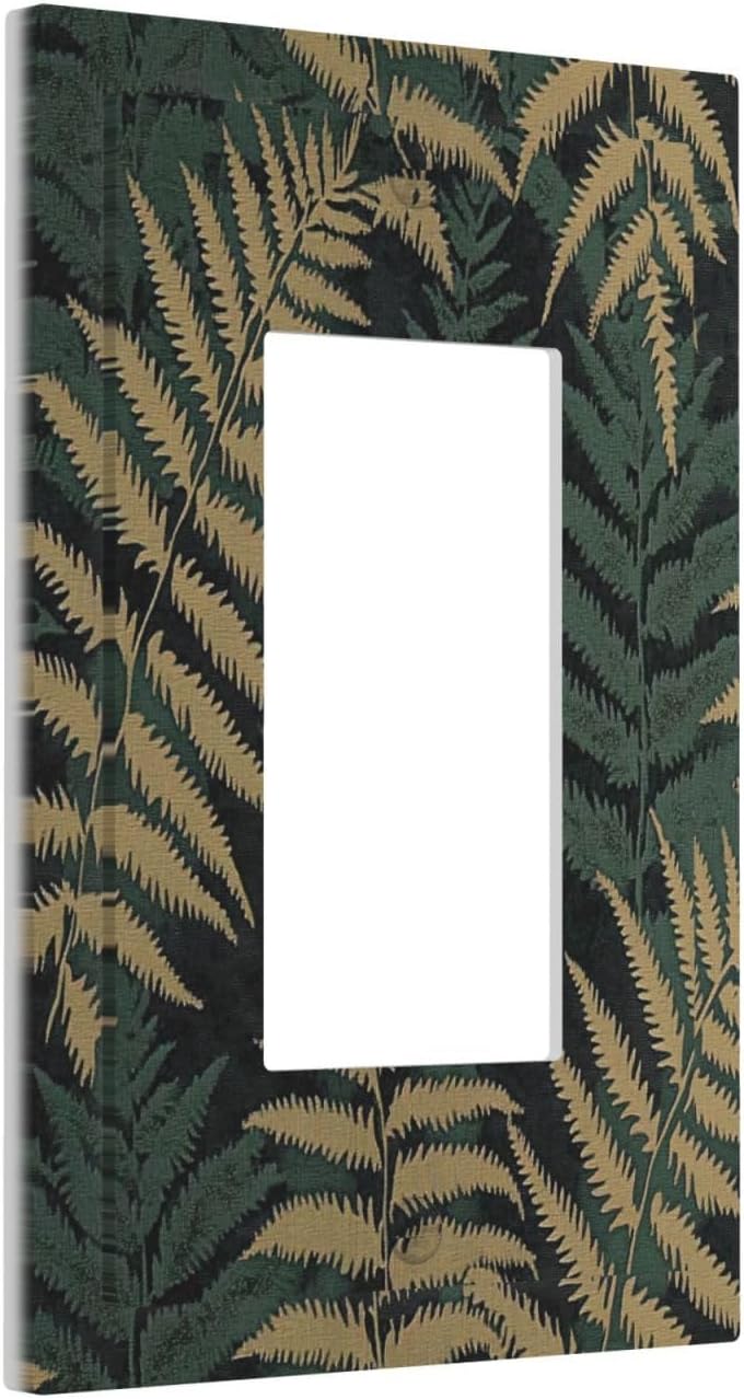 Decorative Outlet Covers Botanical Fern Green Leaf Forest 1 Gang Single Rocker Light Switch Cover Plate Wall Plates Gfci Faceplate For Bed Room Home Decor