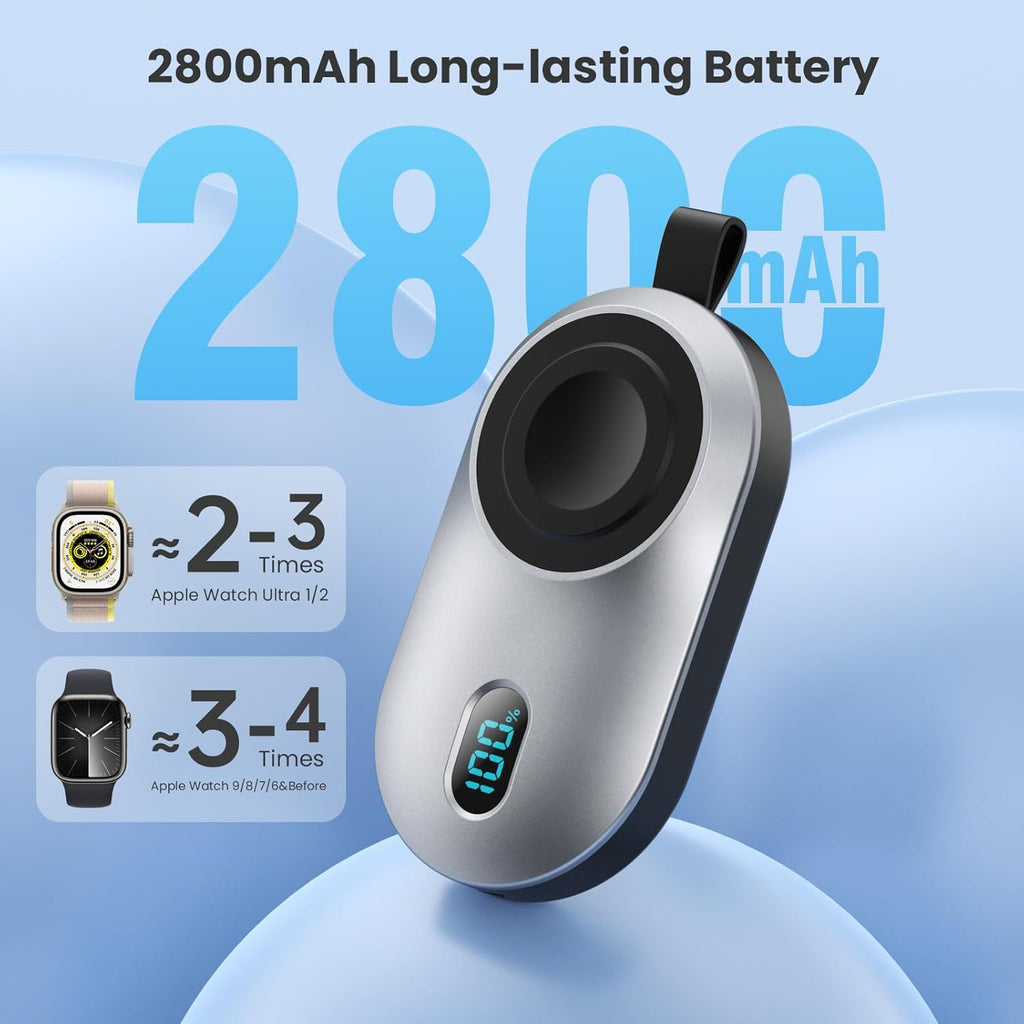 [2-Pack]Portable Charger for Apple Watch Series,Compact Wireless Magnetic iWatch Charger,2800mAh Fast Charging Power Bank for Apple Watch Series 10/9/8/7/6/SE/5/4/ 3/2/1/Nike/Ultra/Ultra 2-Black+White