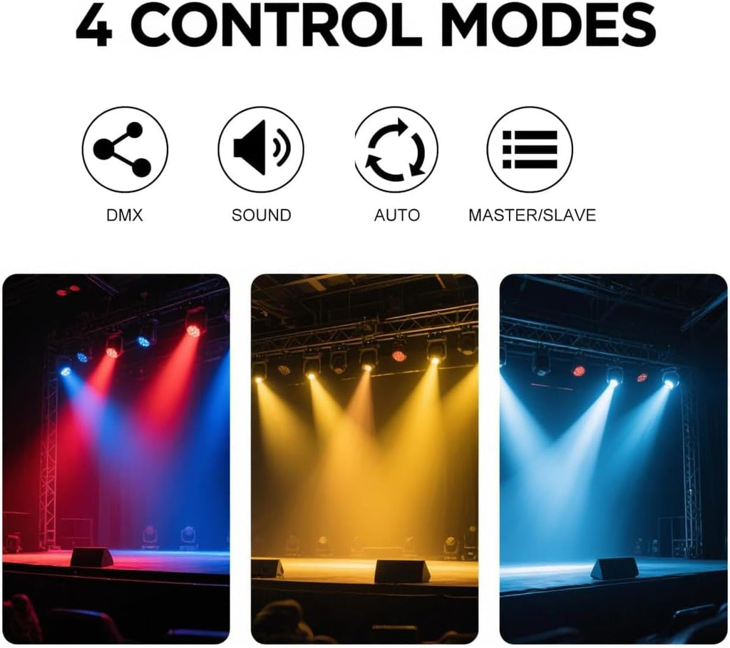 Mini Moving Head DJ Lights, 6-Arm Disco Lights with Remote Control 80w RGBW 4in1 LED DJ Stage Lighting Sound Activated DMX 512 Control for Disco Club Wedding Party Christmas