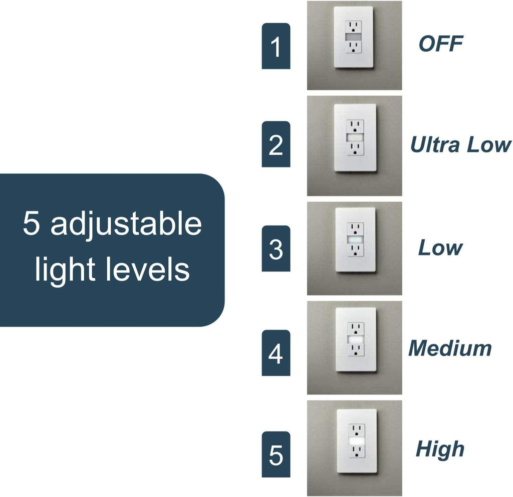 Legrand radiant NTL885TRLACC6 15 Amp Adjustable LED Night Light Outlet, Tamper Resistant Decorator Receptacle, Optional Louver, Light Almond (1 Count)