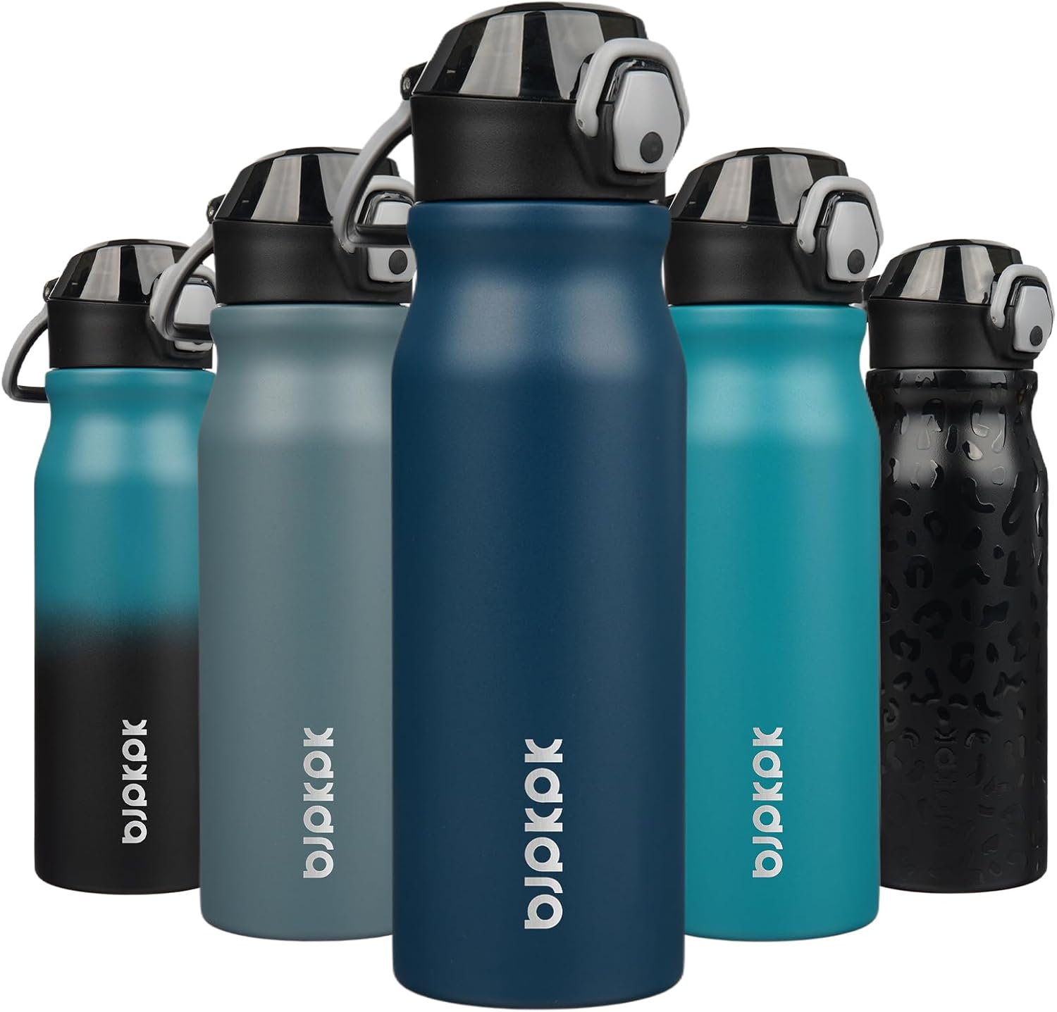 BJPKPK Water Bottle with Straw 25oz Insulated Water Bottles Reusable Stainless Steel Metal Thermal Flask with Leak Proof Lockable Lid and Carry Handle,Navy Blue