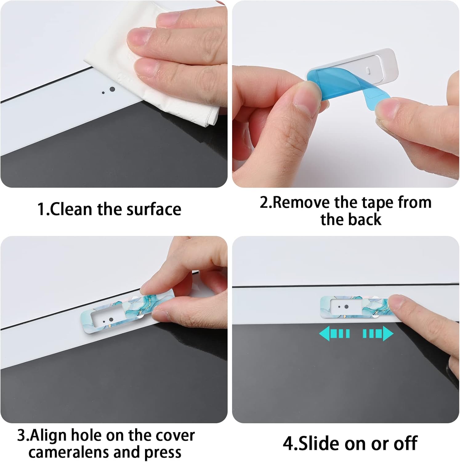 Webcam Cover, 3 Pieces, Laptop Camera Cover, Privacy Shielding Capacity is Twice as Big as The Traditional, Suitable for Computer Mobile Phones, laptops, Tablets and so on (Blue Marble)