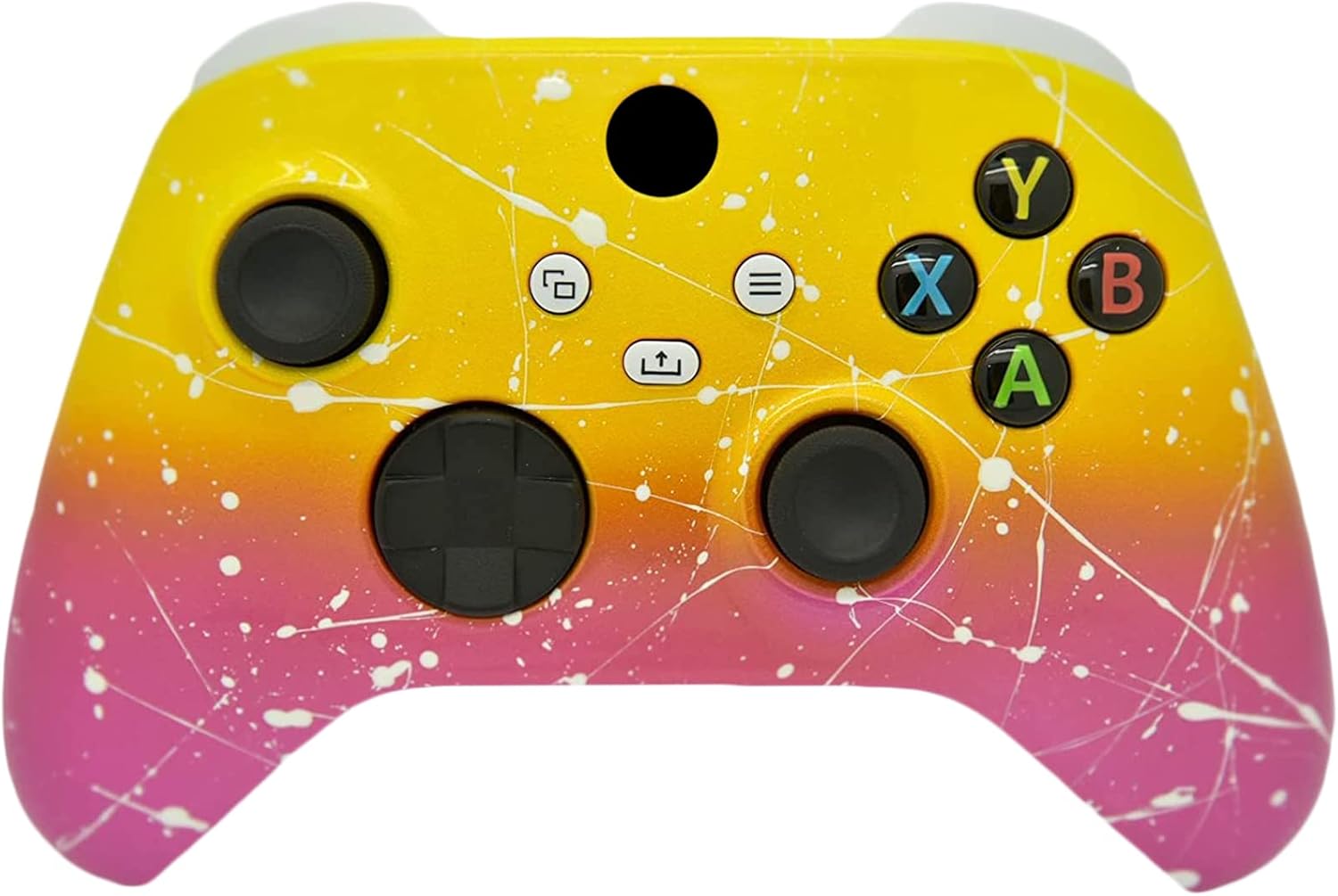 Hand Airbrushed Fade Custom Controller Compatible with Xbox Series X/S & Xbox One (Series X/S Pink & Yellow White Drip)