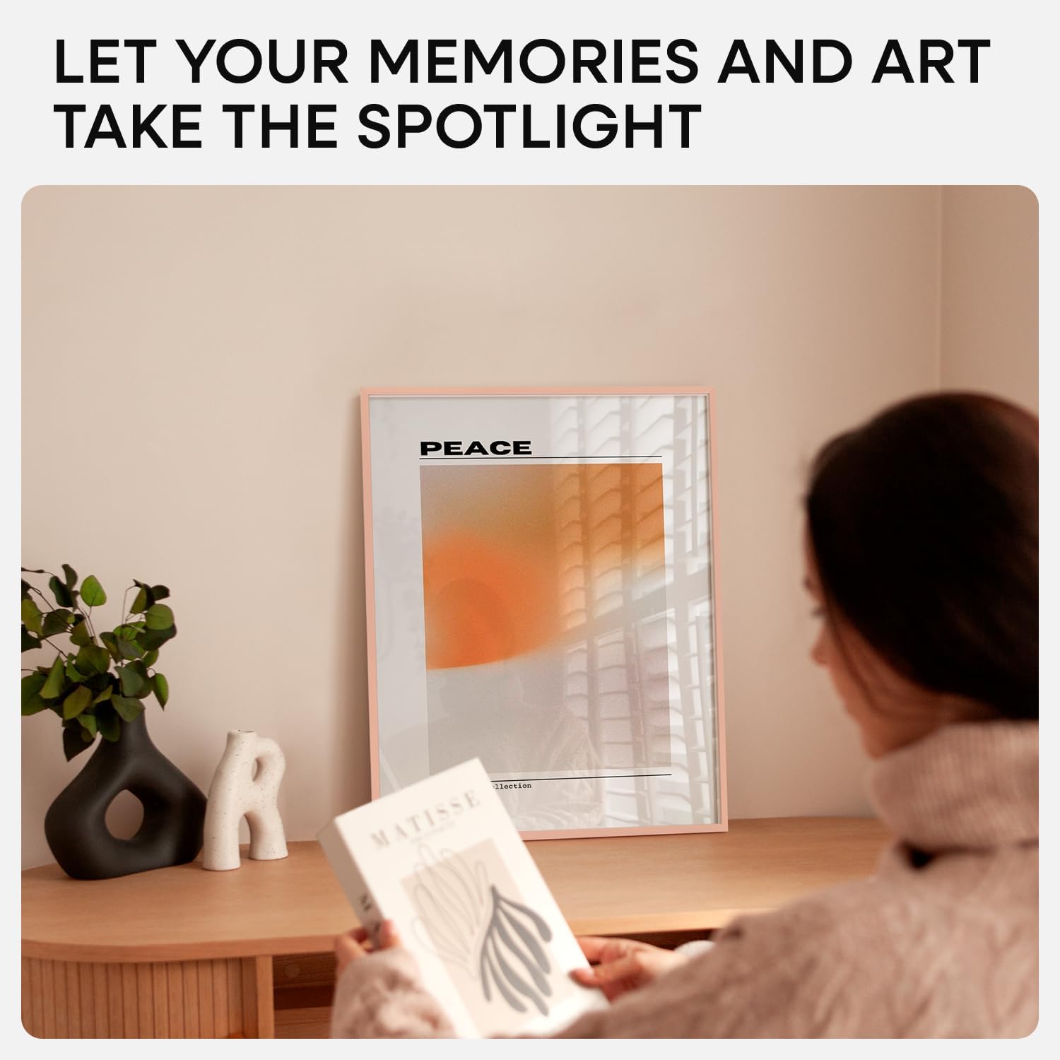 Homeforia Picture Frames 16x20 Rose Gold, High End Metal 16x20 Poster Frame with Mat 11x14 inch Photo, 16 x 20 Rose Gold Frame Matted to 11 by 14 Print, 20x16 Frame, Tempered Glass, Wall Kit, Set of 2