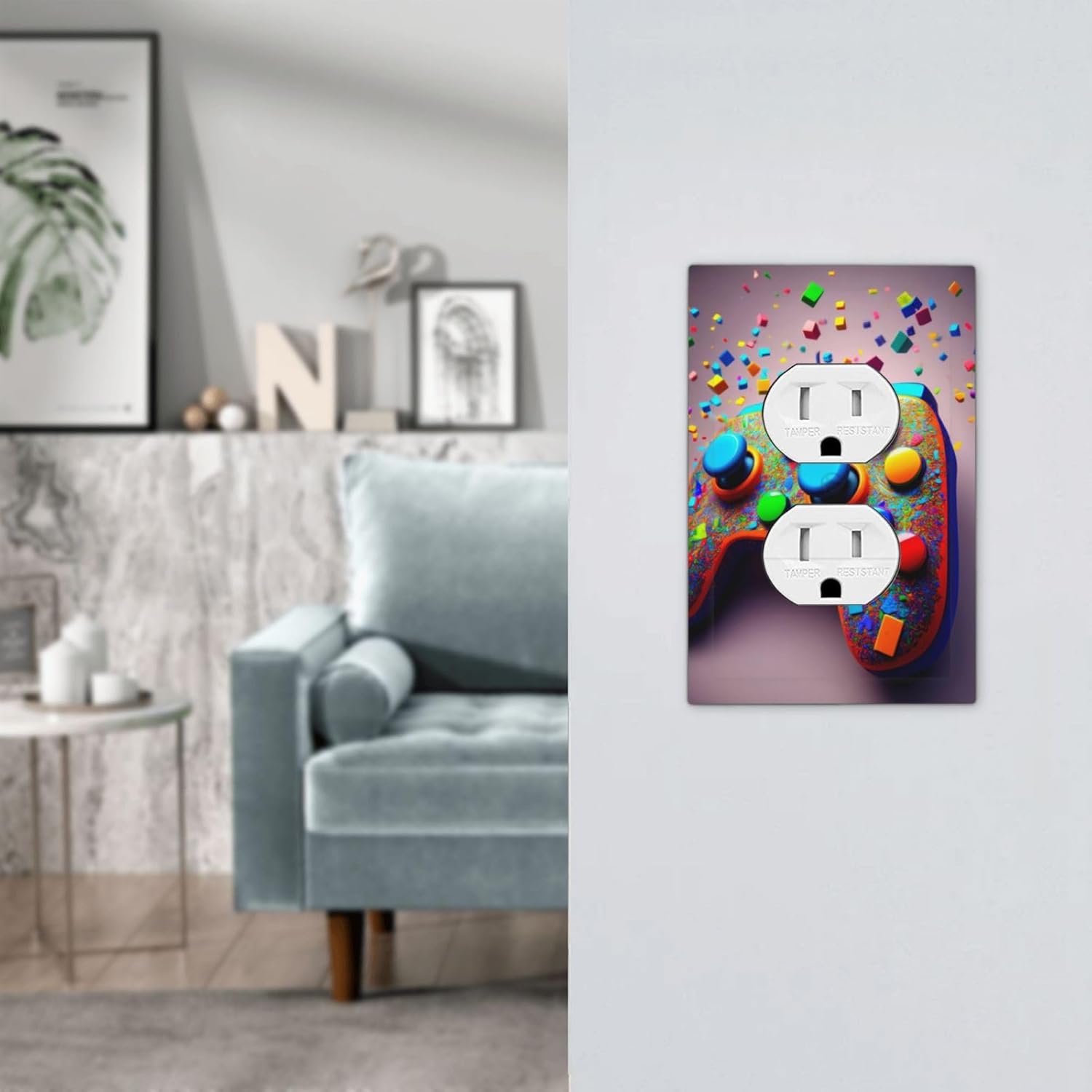 Videos Game Controller Duplex Outlet Decorative Light Switch Covers Electrical Faceplate Switchplates for Bathroom Kitchen Home