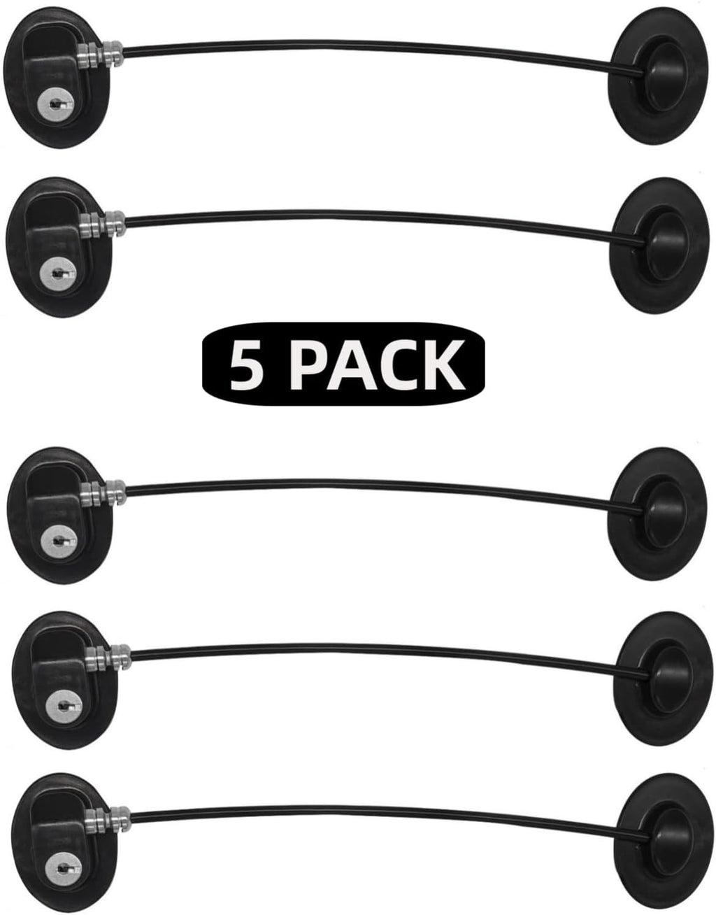Refrigerator Door Lock, File Drawer Lock, Freezer Door Lock and Child Safety Cabinet Lock by REZIPO Black (5)