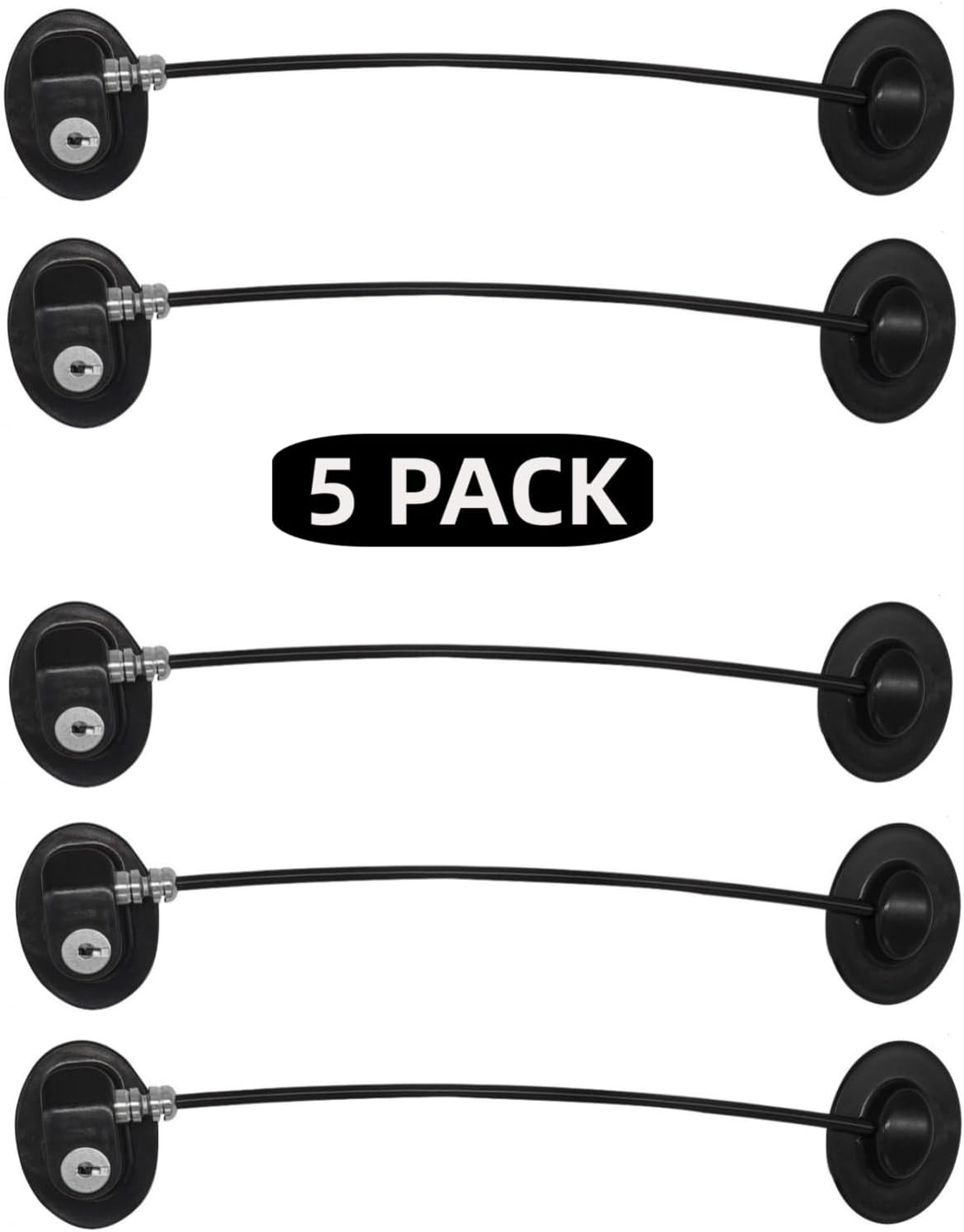 Refrigerator Door Lock, File Drawer Lock, Freezer Door Lock and Child Safety Cabinet Lock by REZIPO Black (5)