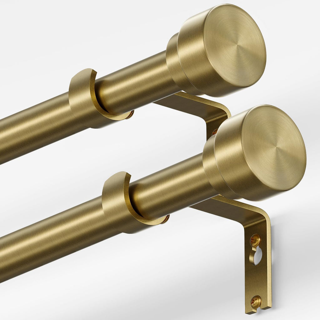 Oneach 2-Pack Heavy Duty Curtain Rods for Windows 66 to 120 Inch, 1 Inch Pole Adjustable Curtain Rod Set with Easy Installation and Modern Design (Antique Gold, 16 to 120 Inch)