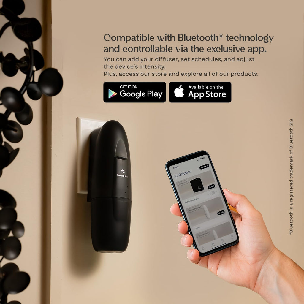 AromaPlan 5 Star Collection Plug in Waterless Diffuser (2 Devices +2 Scents Included)-Cold Air & Waterless Diffusers for Home & Office- Silent Wall Diffuser Plug in, Bluetooth App Control, 1000 sq.ft