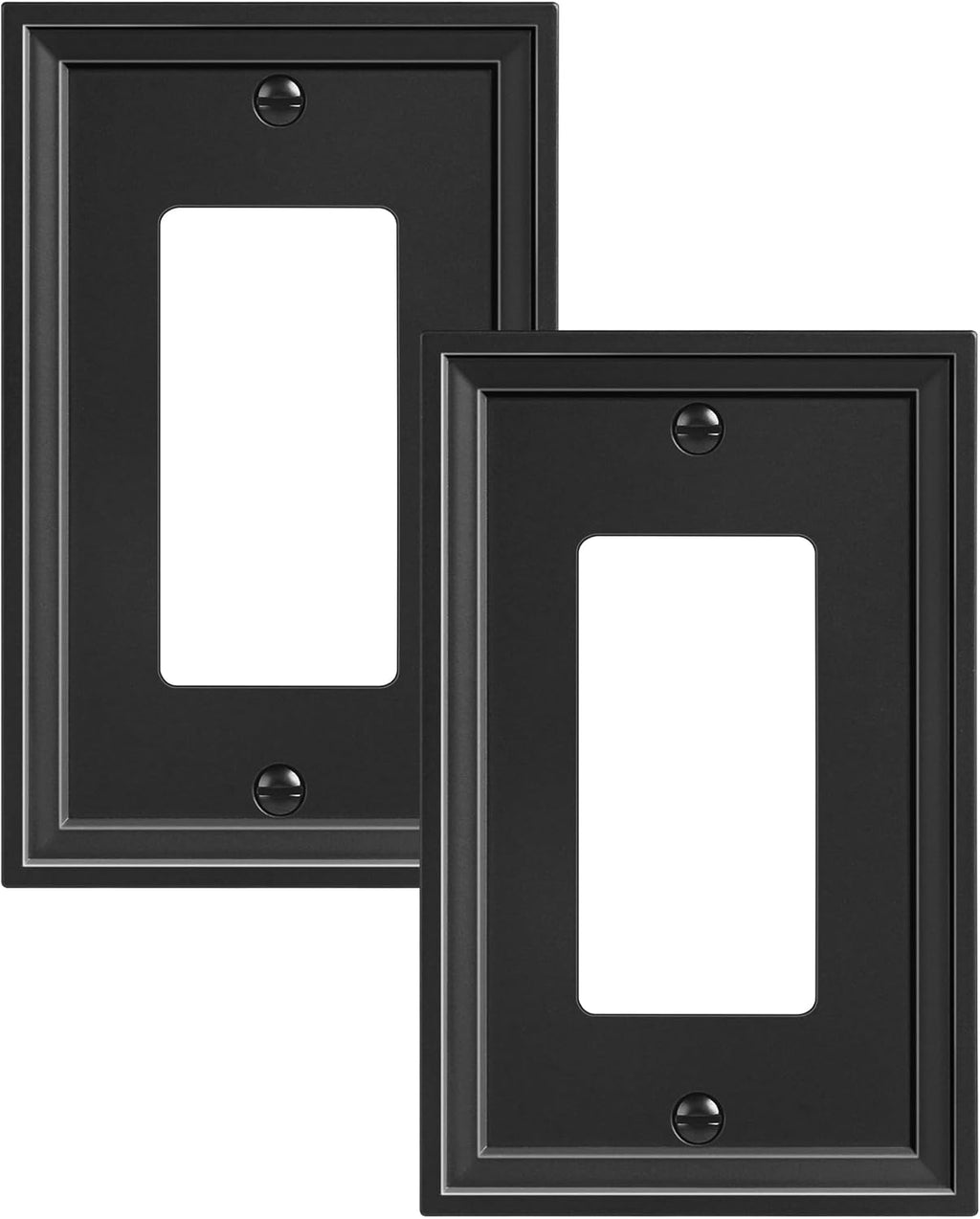 2-Pack Decorator Outlet Cover Plate, Black Decorative Switch Plates and Outlet Covers, Natural Bamboo Fiber Wall Plates for Electrical Outlets, Receptacle, GFCI Outlet, Dimmer Switch