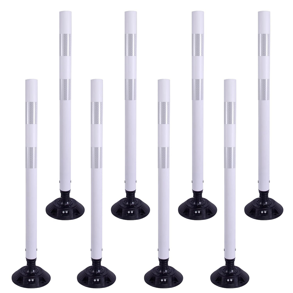36 Inch Heavy Duty Traffic Cones 8-Pack with Spring Base - OrangeStar Reflective Safety Cones for Construction Zones, Highways, Parking Lots - White Road Delineators