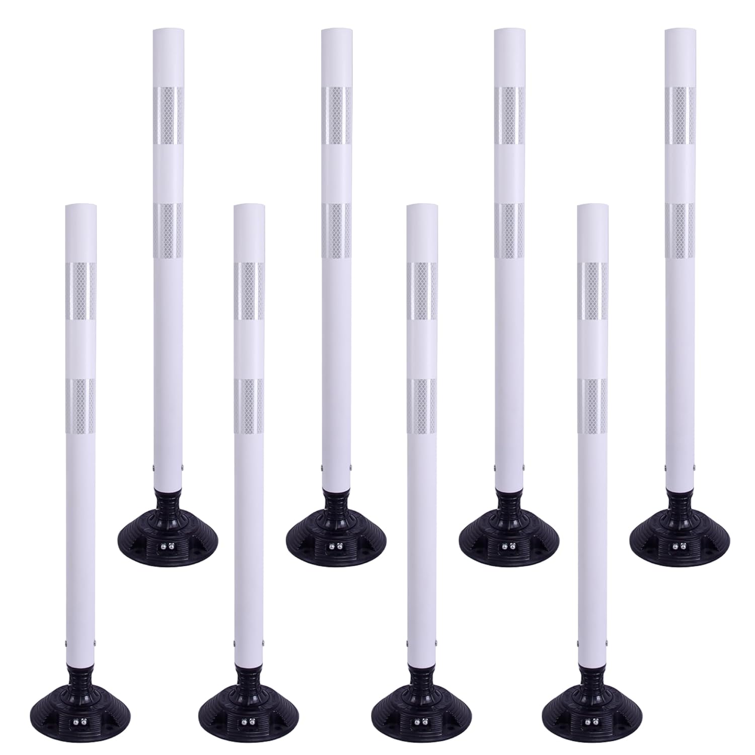 36 Inch Heavy Duty Traffic Cones 8-Pack with Spring Base - OrangeStar Reflective Safety Cones for Construction Zones, Highways, Parking Lots - White Road Delineators