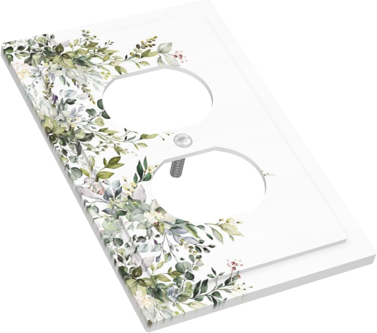 Decorative Outlet Covers Rustic Eucalyptus Leaves Green Leaf 1 Gang Duplex Light Switch Cover Plate Unique Wall Plate Electrical Switch Plate Covers for Bedroom Home Decor（2 Pack）