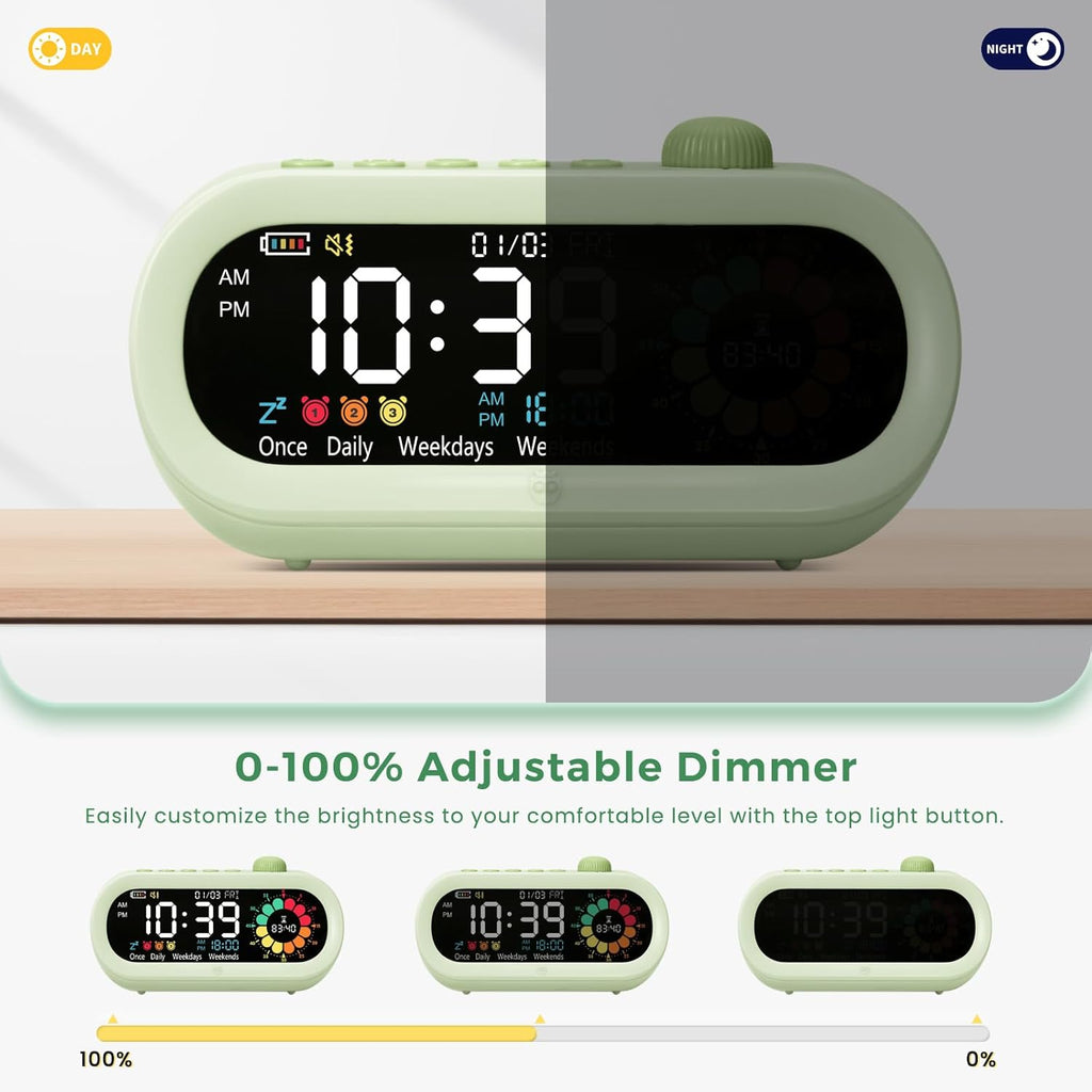 Mooking Digital Alarm Clock for Bedroom, Visual Timer for Kids, 199 Minute Rechargeable Digital Clock with Timers for Home School Supplies Study Teaching Time Timer Management Tool Countdown Timers