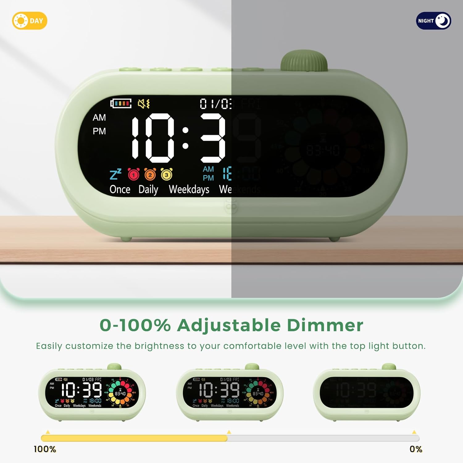 Mooking Digital Alarm Clock for Bedroom, Visual Timer for Kids, 199 Minute Rechargeable Digital Clock with Timers for Home School Supplies Study Teaching Time Timer Management Tool Countdown Timers