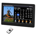 2025 Digital Clock with Auto Time Sync, Weather Forecast, Perpetual Calendar, Photo Frame, Temperature/Humidity Sensor & Custom Alarms - Large Display (Black, 10.1 inch)